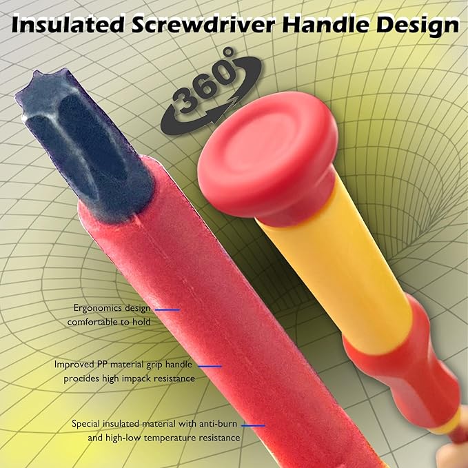 WEDO Insulated Torx Precision Screwdriver, Star Screwdriver, Professional Torx Screwdriver, VDE 1000V, Size 4.0횞152mm, T20*50mm, CR-V Steel, IEC 60900
