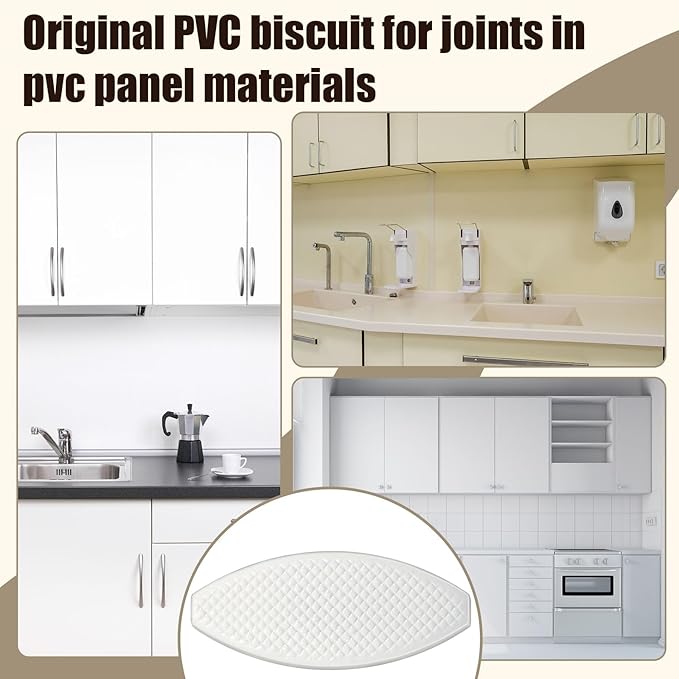 50 Pcs Biscuit Joiner Tool PVC Biscuits Plastic Self Clamping and Gripping Plates for Woodworking Composite Deck Fixed Door Frame Furniture Framing (Checked)