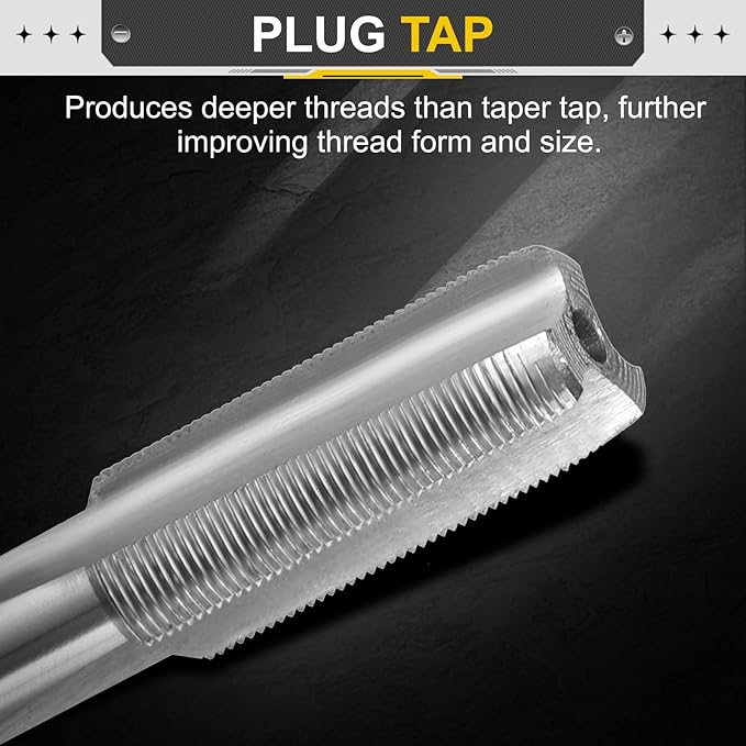 uxcell Hand Plug Tap M9 x .5 H2 Metric Thread Plug Style Taps Straight Flute Screw Tapping Threading Tool High Speed Steel HSS6542