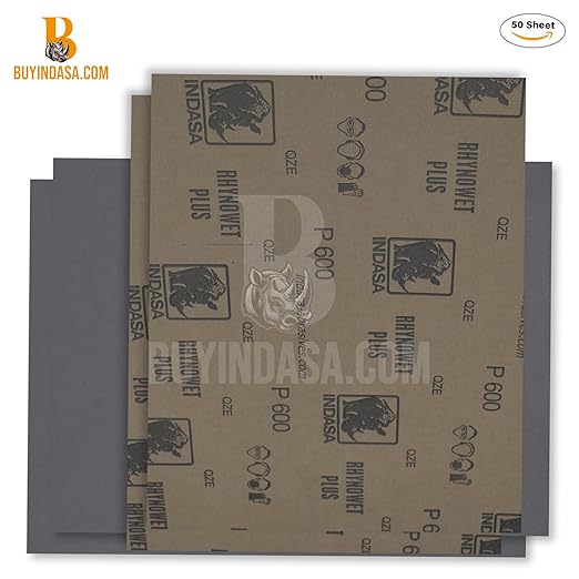 Indasa 50 PCS 9x11??Wet & Dry Sandpaper Sheets, 2500 GRIT, Rhynowet Clog-Resistant Abrasive for Wood, Metal, Auto, Paint & Clear Coat Finishing, Sand Paper Silicon Carbide, Plusline