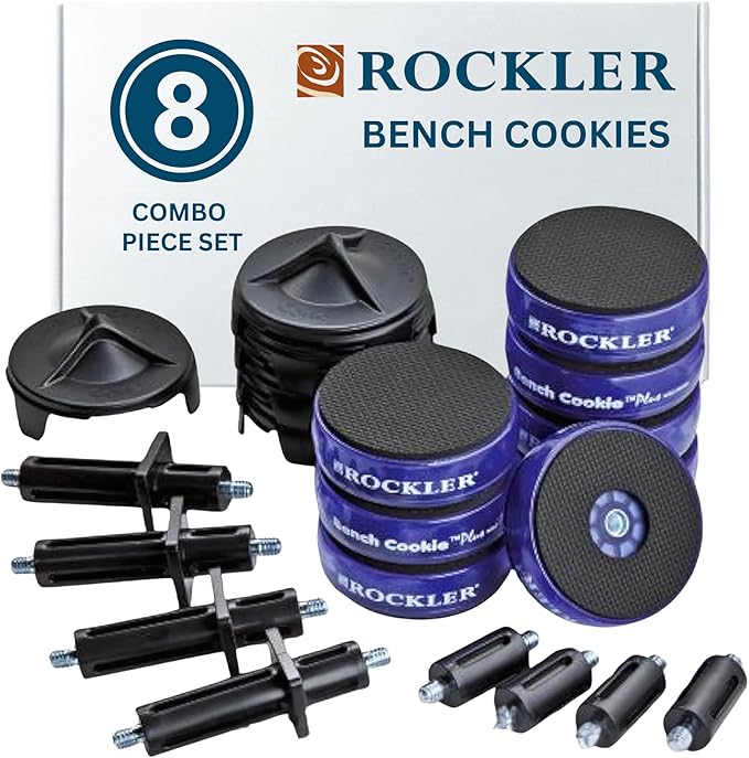 Rockler Bench Cookies Work Gripper Master Kit ??Cookies for Work Holding, Risers for Clearance, & Cones for Finishing ??Connect Bench Cookie Plus for Added Height ??Woodworking Kit for Bench System