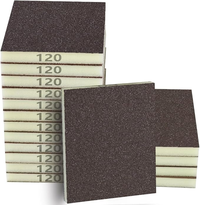 16PCS 120 Grits Sanding Sponge Medium Coarse Sanding Block, Washable and Reusable Wet Dry Sandpaper Sponge竊?Sander Sponges for Wood Drywall Metal Wood