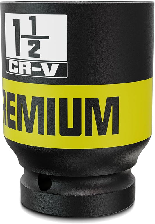 1-1/2 inch 3/4" Drive Impact Socket, SAE Axle Nut Sockets, Thicker Jumbo Sockets, 6 Point, Cr-V, Vehicle and Apparatus Maintenance