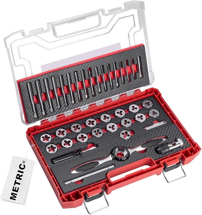 ROTATION 39-Piece Metric Tap and Die Set, Professional Threading Tool Kit for Internal & External Threads with Double-Layer Storage Case