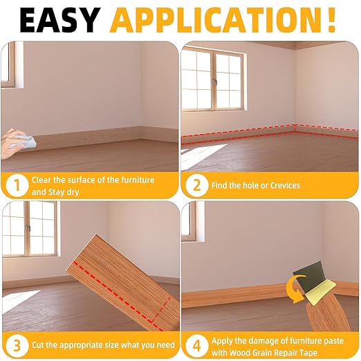 GSCIT Club Wood Grain Repair Tape, 2.4 inch X 25ft Self Adhesive Red Oak Grain Repair Patch for Tables, Chairs, Baseboards, Doors, Windows, Floors, Handicraft DIY.