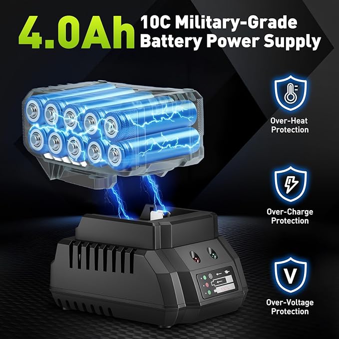 Cordless Impact Wrench 1/2 Inch: Max 1500Nm (1100Ft-lbs) 1/2 Impact Gun - 20V 4Ah Battery, 3-Speed, 4 Sockets, LED Light, Variable Speed Impact Driver for Car Tire, Mower Lug Nut