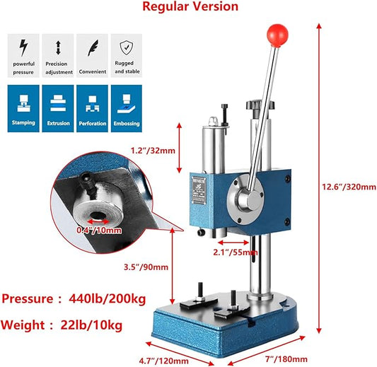 12.6in Leather perforating Machine, Bench-top Manual Arbor Presses for Stamping Bending Forming Stretching(440lb/200kg)