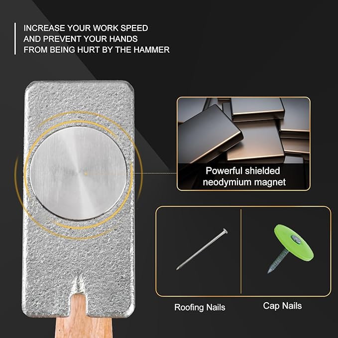 Magnetic Roofing Hammer, Multifunctional Magnet Roofing Hatchet,A Magical Roofing Tool for Quick Installation of Roofing Nails and Felt Hats