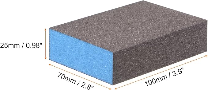 HARFINGTON 4pcs Sanding Sponge Blocks #220 (800-1000 Grits) Wet/Dry Hand Sanding Sponges, 100x70x25mm Foam Sanding Block Pad for Polishing Kitchen Metal Wood Drywall Furniture, Brown&Blue