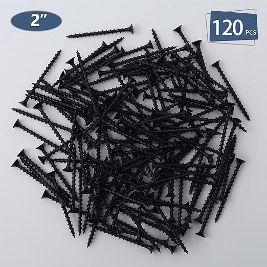 120pcs #6 횞 2 inch High Hardness Drywall Screws, Black, Coarse Thread, Phillips Drive, Bugle Head, Black Wood Screws, Wood and More (2 in, 120)