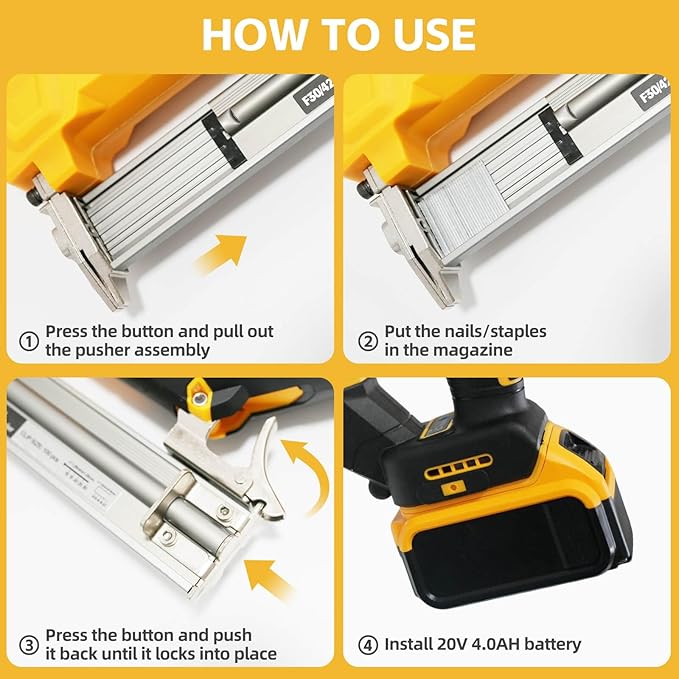 2 in 1 Electric Brad Nailer Compatible with DeWalt 20V Battery(Tool Only), 18 Gauge Cordless Battery Powered Nail Gun/Staple Gun with 1000 Nails &1000 Staples, for Home Improvement, DIY Woodworking
