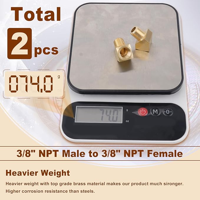 2pcs 3/8??Brass Fittings 45 Degree Barstock Street Elbow 3/8" NPT Male Pipe to 3/8" NPT Female Pipe 3/8 NPT Elbow Forged Brass Pipe Fittings