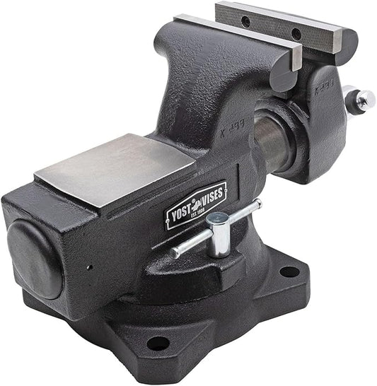 Yost HD550-C Heavy Duty 5-1/2 Inch Mechanics Work Bench Vise | Heavy Duty Woodworking & Metal Work Table with Secure Grip Swivel Base | 60,000 PSI Casting Iron Material with Extra-large Anvil Surface