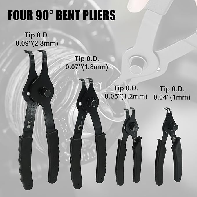 SGT 14pc Snap Ring Pliers Set,Internal & External Circlip Pliers with 45째/90째 Bent and Straight Pliers, Hook & Pick,Heavy Duty Removal Tool with Storage Case & Gloves