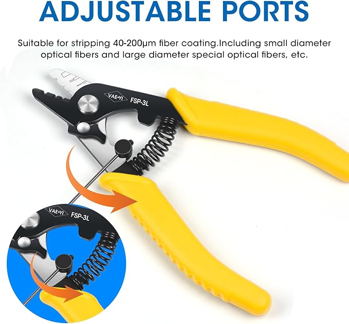 VAEYI Fiber Stripper, 6' Cable Stripper with Safe Lock and Anti Slip Handle, Klein Wire Stripper, Fiber Optic Tools, High-carbon Steel, FSP-3L