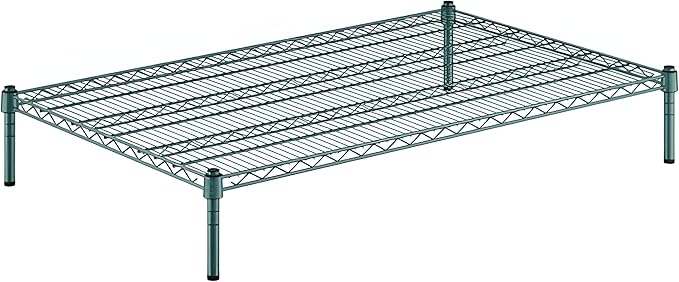 30" x 48" x 8" Green Epoxy Wire Storage Shelf, Dunnage Rack, Commercial 1 Tier Small Shelf
