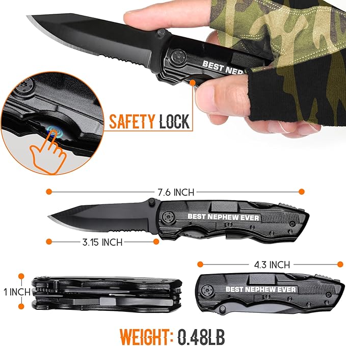 Nephew Gifts from Auntie, Multitool Knife, Gifts for Nephew, Nephew?셲 Christmas Practical Gift, Nephews Birthday Present, Gift for Camping, Hiking, Fishing, 20 in 1 Multitool