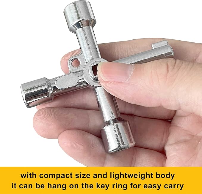 4 in 1 Meter Box Key Gas Key Utility Key, for mail box, elevator, electrical cupboard box, train door, water meter valve,(Silver)