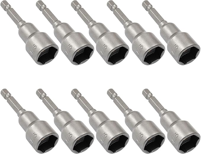Litoexpe 10 Pcs 9/16 Inch Hex Magnetic Power Hex Nut Driver Magnetic Extension Socket Drill Bit Set, Quick Change Socket Nut Impact Driver for Electric Drill