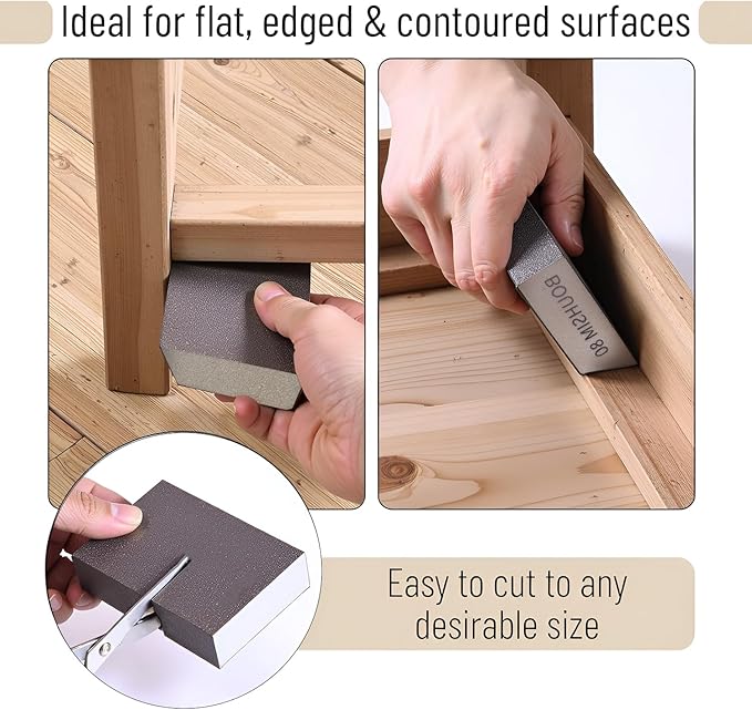 Sanding Sponge,Washable and Reusable Handmade Sandpaper Block竊똙ersatile Sanding Blocks for Wood, Drywall & Metal竊똕andpaper Blocks Pads Perfect for Smooth finishes (10 Pack_Mix)