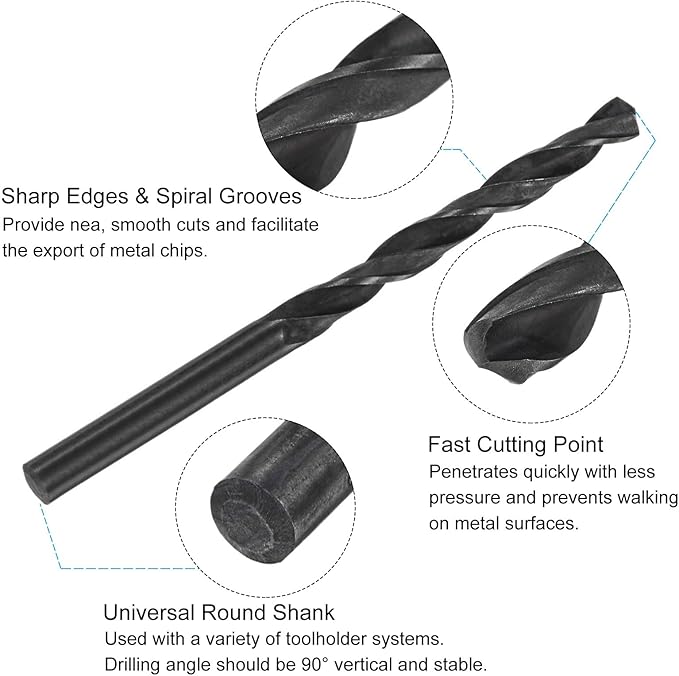 uxcell Tap and Drill Bit Set, 5/16-24 UNF Thread Tap & 7/25" Black Oxide Twist Drill Bit, Straight Flute Tap Tapping Threading Repair Tool Kit