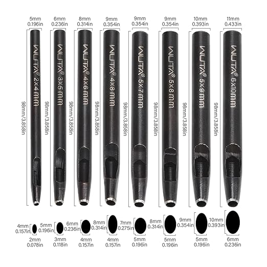 WUTA Oval Leather Hole Punch Set,Carbon Steel Belt Hole Puncher for Leather, Hand Punching Tool for Leathercraft Working (6 * 10mm,1pc)