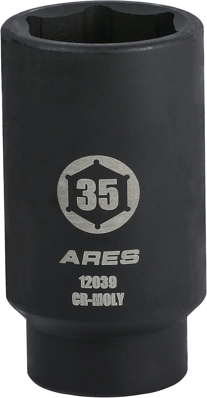 ARES 12039-35MM Axle Nut Socket - 6 Point Socket - Extra Deep 1/2-Inch Drive Impact Socket for Easy Removal of Axle Shaft Nuts