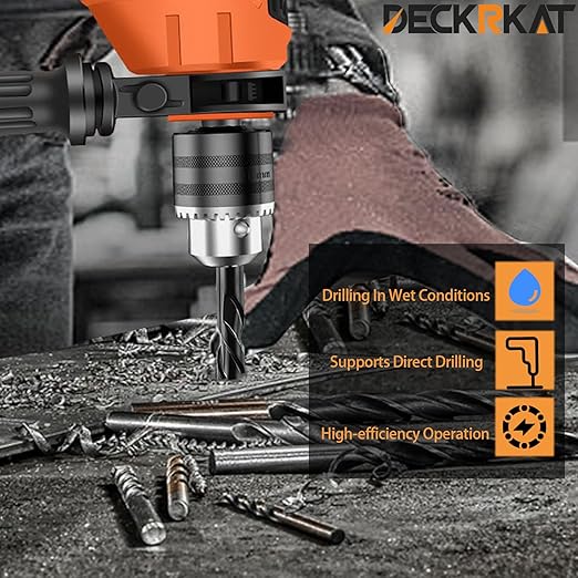DECKRKAT 10-Piece Black Masonry Drill Bit Set for Concrete, Brick, Tile - Carbide Tipped, Quick Change 1/4" Hex Shank (5/32" x1, 3/16" x1, 1/4" x4, 5/16" x2, 3/8" x1, 1/2" x1) w/Storage Case