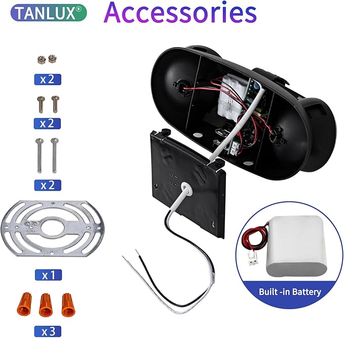 TANLUX LED Emergency Lights with Battery Backup, Two Head Adjustable Commercial Emergency Lights - 4 Pack(Black)