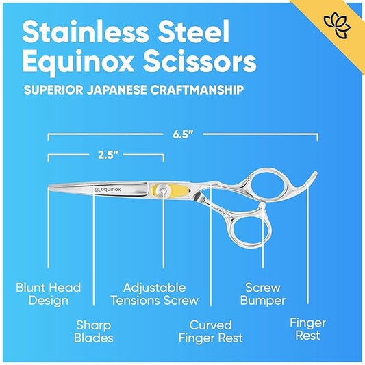 Equinox Professional Razor Edge Series Barber Hair Cutting Scissors - Japanese Stainless Steel Salon Scissors - 6.5??Overall Length - Fine Adjustment Tension Screw - Premium Shears for Hair Cutting