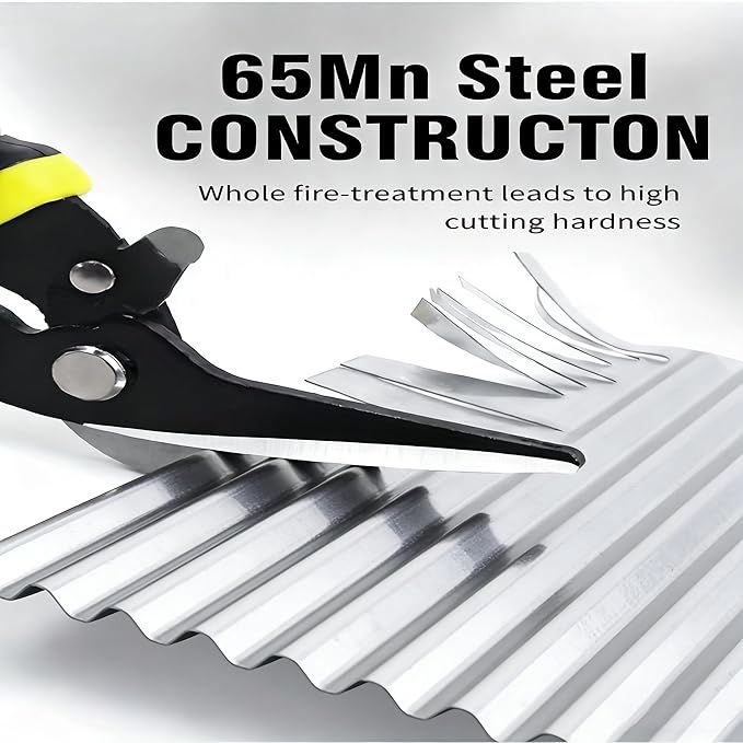 Aviation Tin Snips Set, 2-Piece 8 Inch Straight Cut & Left Cut Aviation Shears, Heavy Duty Metal Shears with Safety Lock for Sheet Metal, Thin Steel, Carpet and Packaging Belt Shearing