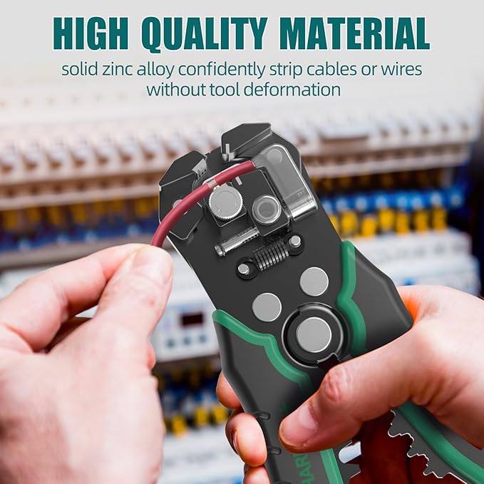 HARDELL+ Wire Stripper, Self-Adjusting Wire Stripping Tool with 27 Universal Accessories, 3 in 1 Stripper/Cutter/Crimping Tool for Electronics Projects/DIY/Home Repairs (10-24 AWG)