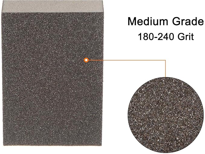 HARFINGTON 10pcs Medium Grit Sanding Sponge Blocks 180-240 Grit Foam Sanding Block for Polishing Kitchen Metal Wood Drywall, 100x70x25mm