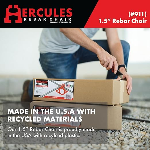 Hercules Plastic 1-1/2" Rebar Chair - (50 Count) Superior Strength & Quality Concrete Snap Rebar Chair For #4 Rebar (50, 1.5??Rebar Chair)