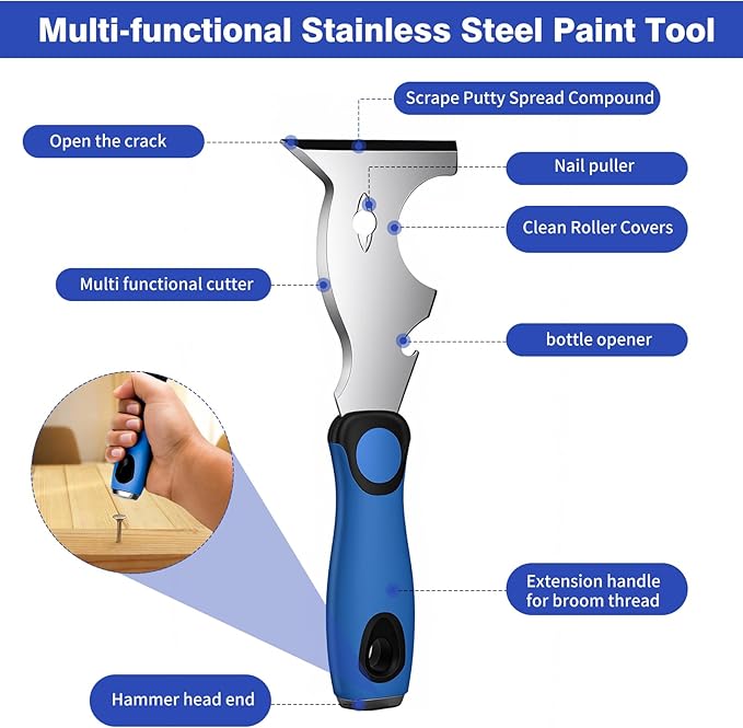 Drywall Hand Tools Kit, Putty Knife Set with Aluminum Hawk, Mud Pan, Flat Finishing Trowel, Multi-Fuctional Paniter Scraper