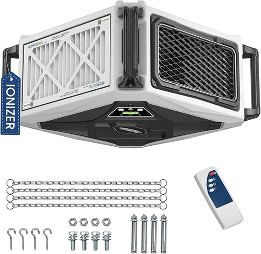 ALORAIR 2 Stage 270째 Intake (580/780CFM) Air Filtration Systems Woodworking Built-In Ionizer with Remote Control & Strong Vortex Fan, Hanging Mode for Works Shop, Shop Dust Collectors, Purecare 780IG
