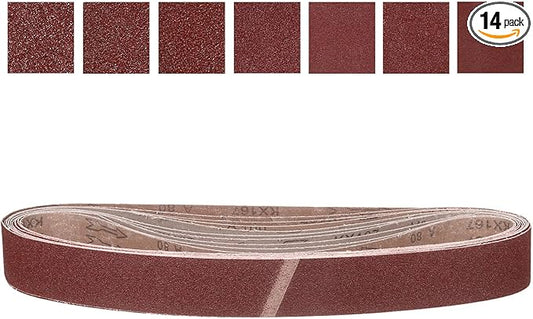 2 x 42 Inch Sanding Belt, 14 Pcs 40/60/80/120/180/240/400 Grit Knife Sharpener Belts Work Sharpening for Belt Sander Knife Carving Tool Metal Working