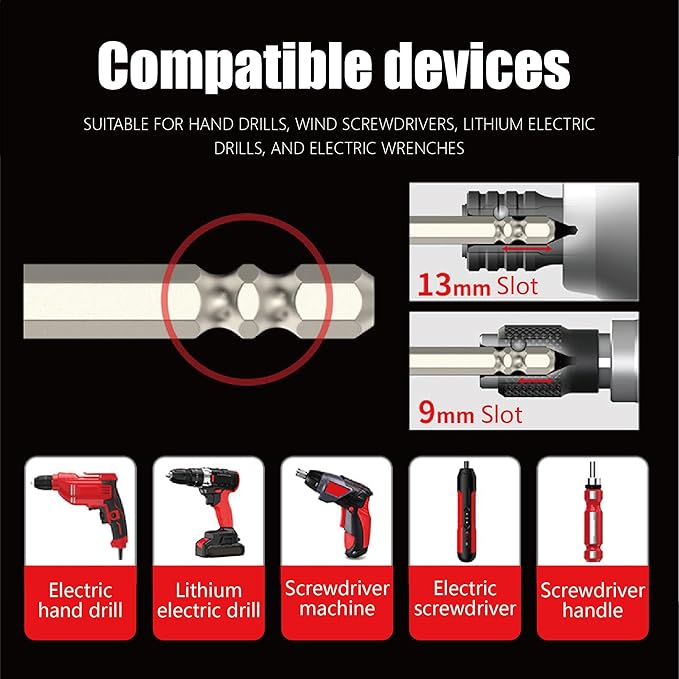 Anti Slip Screwdriver Bits, 12-Piece High-Magnetic Screwdriver Drill Bit Set, Magnetic Screwdriver Bit Set for Electric & Impact Drivers, 25 50 65 70 90 150mm Drill Bit Set