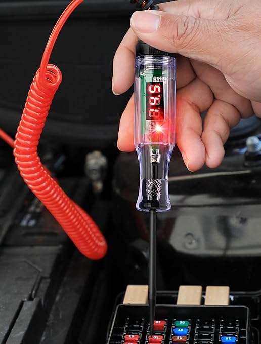 Heavy Duty Automotive Circuit Tester 5-90V Test Light, Digital LED Voltage Tester with Voltmeter, Dual Polarity Indicator & Stainless Probe for Car, Truck, RV, Boat Electrical Fuse Testing