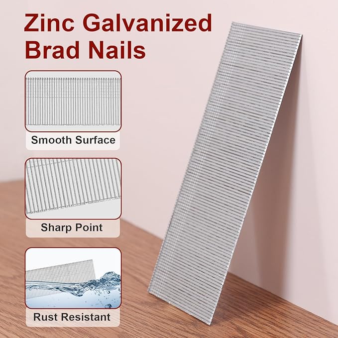 18 Gauge Brad Nails, 12000 Counts 2-inch 18 GA Brad Nails, Galvanized Nails for Nail Gun, Finishing Nail Gun Nails for Pneumatic, Electric Brad Nailer Gun