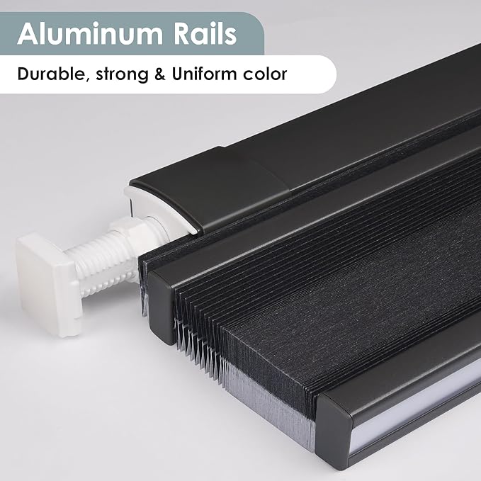 LazBlinds No Tools No Drill Cordless Cellular Shades, Top Down Bottom Up (TDBU) Honeycomb Shades for Home, Blackout Light Blocking Thermal Insulation Blinds for Windows, 48" W x 64" H, Black