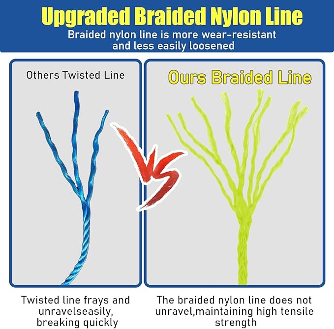 LURKA #18 Mason Line String with Post & Pipe Level & 5 Line Levels, 540 Feet Braided Nylon Twine, High-Visibility String Line for Construction, Gardening, DIY, and Outdoor Projects (Yellow)