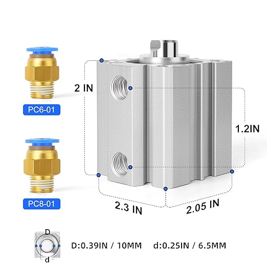 TAILONZ PNEUMATIC 40mm Bore 25mm Stroke Pneumatic Small Thin Cylinder Aluminum Pneumatic Air Cylinder SDA40-25