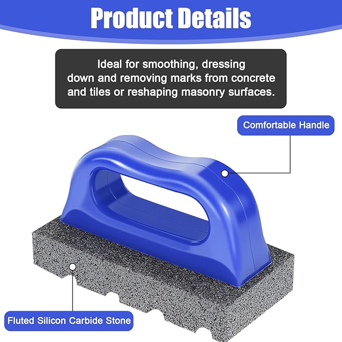 2 Pcs Rub Brick with Handle Concrete 20 Grit Masonry Tools Smoothing Cleaning Removing Marks Tool