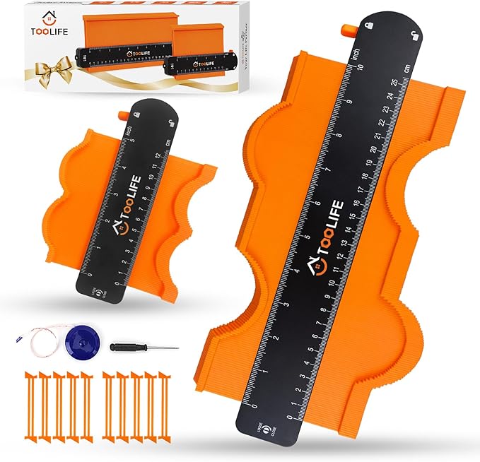 TOOLIFE Contour Gauge Profile Tool,Christmas Gifts for Stocking Stuffers Men Dad Boyfriend Husband竊똕uper Gauge and Outline Shape, Anniversary Birthday ideas, Measures Tools for Woodworking Tiles