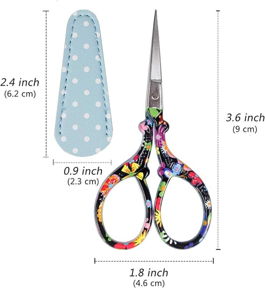 Sewing scissors sharp Embroidery Crafting Threading Scissors with Leather Scissors Cover for Needlework Craft Art Work Manual Handicraft DIY Tool