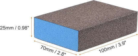 HARFINGTON 8pcs Sanding Sponge Blocks #100 (240-320 Grits) Wet/Dry Hand Sanding Sponges, 100x70x25mm Foam Sanding Block Pad for Polishing Kitchen Metal Wood Drywall Furniture, Brown&Blue