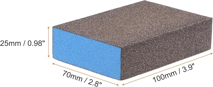 HARFINGTON 4pcs Sanding Sponge Blocks #100 (240-320 Grits) Wet/Dry Hand Sanding Sponges, 100x70x25mm Foam Sanding Block Pad for Polishing Kitchen Metal Wood Drywall Furniture, Brown&Blue