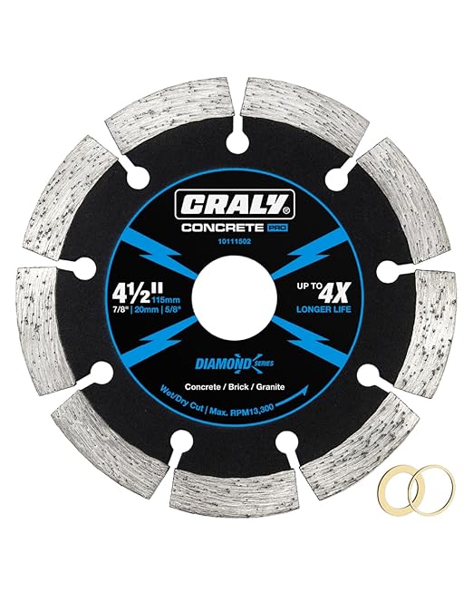 CRALY 4-1/2 Inch Super Thin Segmented Diamond Blade, 7/8 in Arbor, 4.5'' Diamond Stone Blade for Angle Grinder & Masonry Saw, Diamond Cutting Wheel for Cutting Concrete, Brick, Granite, Block