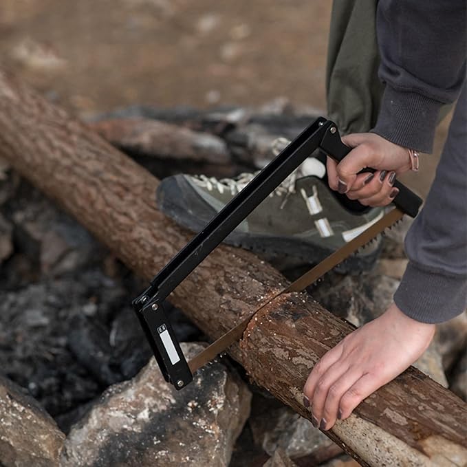 Folding Bow Saw,Rectangular Camp Saw Folding Hand Saw for Backpacking Hiking Camping Pruning and Bushcraft (black)
